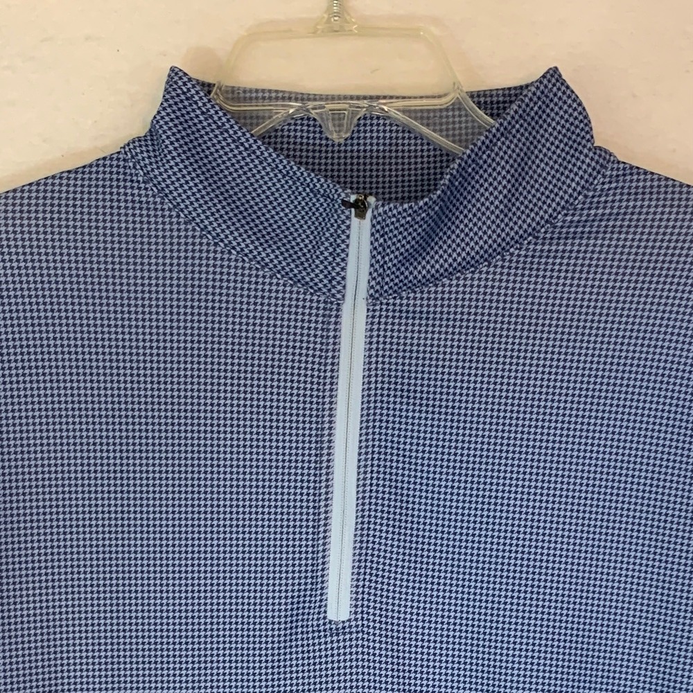 Peter Millar Perth Performance Sweater Men XL Blue Houndstooth 1/4 Zip Pullover - Picture 3 of 11